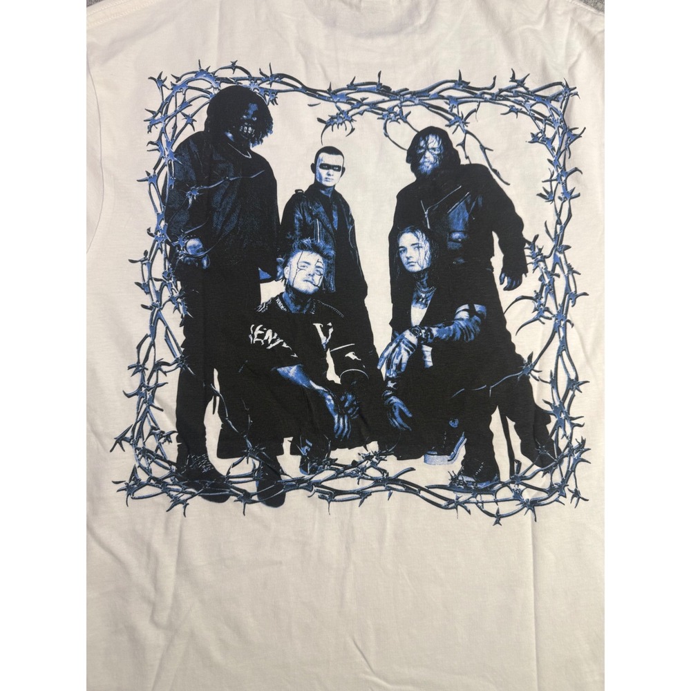 Vended Band Graphic T-Shirt Azure White Blue Barbed Wire Logo Mens Medium - Picture 4 of 7